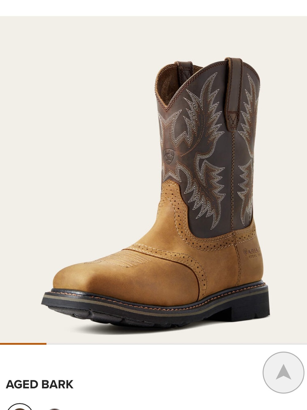 Ariat Sierra Wide Square Steel Toe Brown Suede Work Boot Cowboy